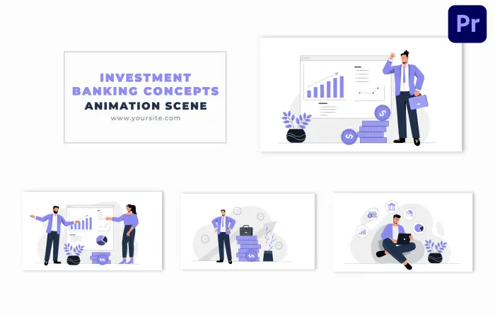 Multiple Types of Investment Flat Vector Animation Scene